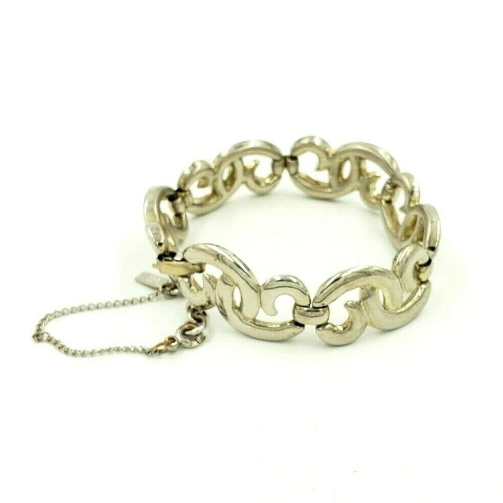 Vintage MONET Silver Tone Curly Q Link Bracelet